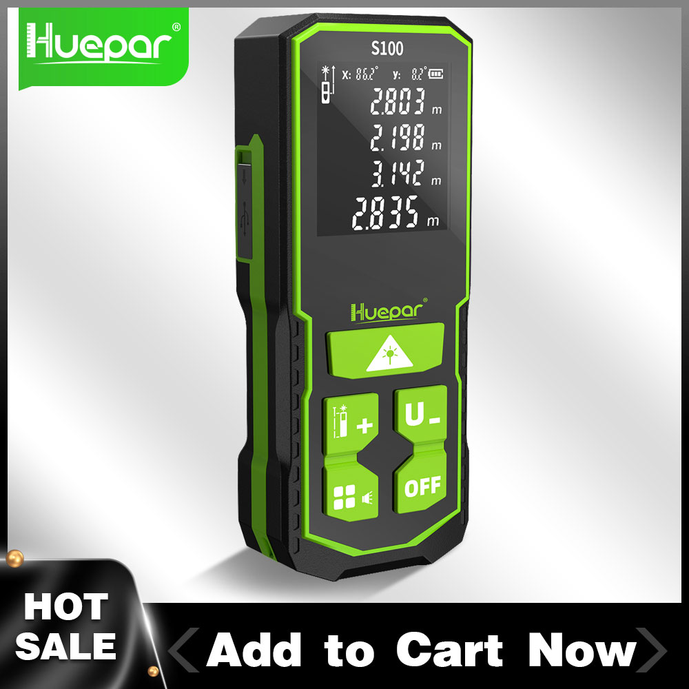 Industrial Laser Tape Measure - Huepar Laser Distance Digital Rangefinder 328Ft/100M
